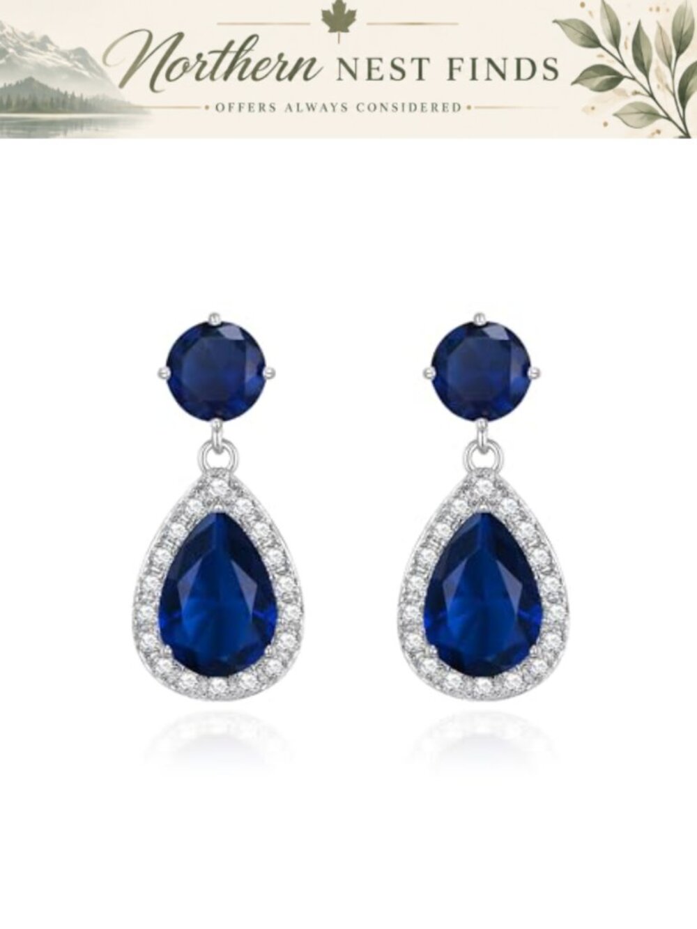 Cubic Zirconia Halo Teardrop Drop Dangle Earrings for Women Bridal Wedding Prom
